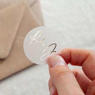 Autograph Initials Foiled Wedding Stickers