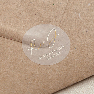 Autograph Initials & Details Foiled Wedding Stickers