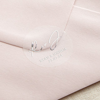 Autograph Initials & Details Foiled Wedding Stickers