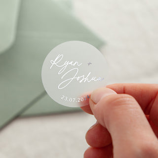 Autograph Names & Date Foiled Wedding Stickers