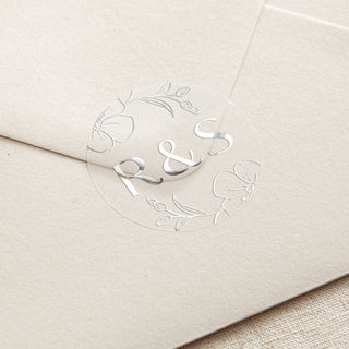 Blossom Initials Foiled Wedding Stickers