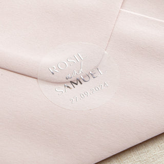 Blossom Names & Date Foiled Wedding Stickers