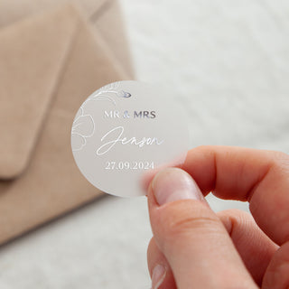 Blossom Custom Text Foiled Wedding Stickers