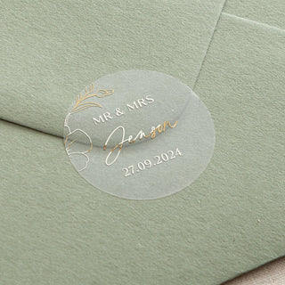 Blossom Custom Text Foiled Wedding Stickers