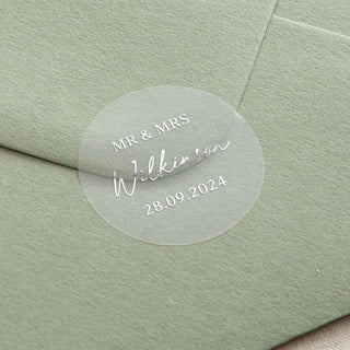 Floral Line Drawing Custom Text Foiled Wedding Stickers