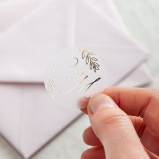 Meadow Initials Foiled Wedding Stickers