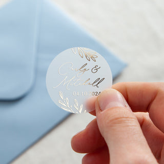 Meadow Names & Date Foiled Wedding Stickers