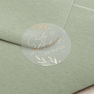 Meadow Names & Date Foiled Wedding Stickers