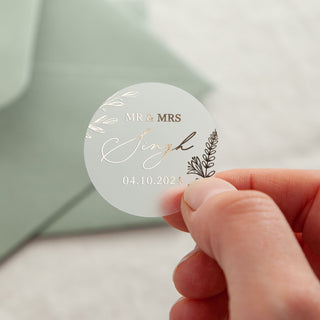 Meadow Custom Text Foiled Wedding Stickers