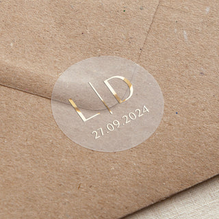 Modern Elegance Initials Foiled Wedding Stickers