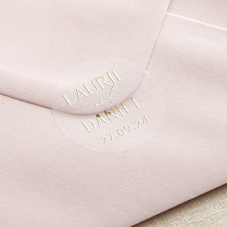 Modern Elegance Names & Date Foiled Wedding Stickers
