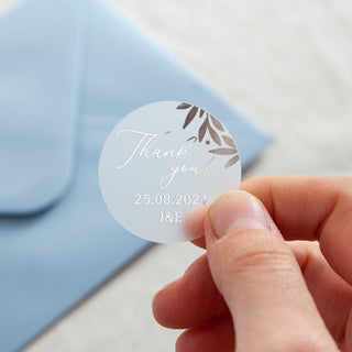 Foiled Leaves Thank You Wedding Stickers