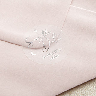 Moon & Stars Save the Date Foiled Wedding Stickers