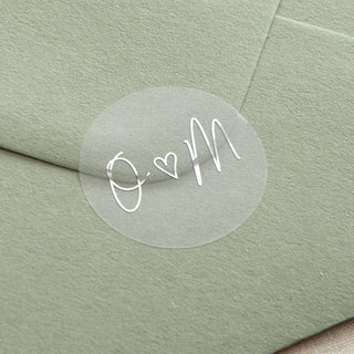 Scattered Hearts Initials Foiled Wedding Stickers