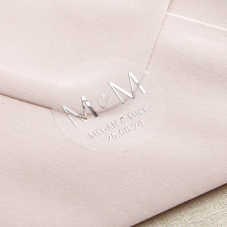 Simple Elegance Initials & Details Foiled Wedding Stickers