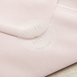Simple Elegance Names & Date Foiled Wedding Stickers