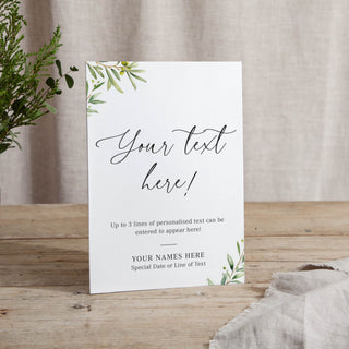 Olive - Small Wedding Signs - Custom - Printed