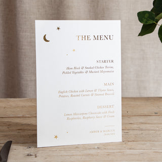 Moon & Stars - Small Wedding Signs - Menus - Foiled