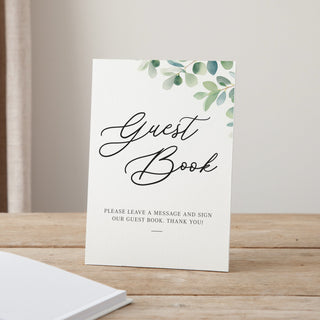 Watercolour Eucalyptus Personalised Initials Wedding Guest Book