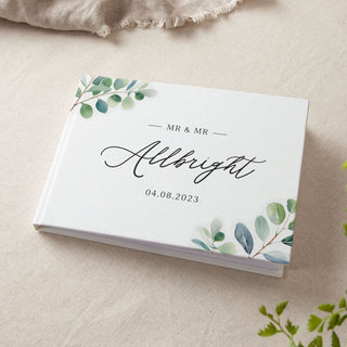 Watercolour Eucalyptus Personalised Surname Wedding Guest Book