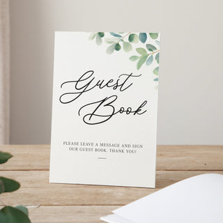 Watercolour Eucalyptus Personalised Surname Wedding Guest Book