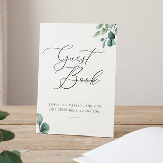 Blue Eucalyptus Personalised Date Wedding Guest Book