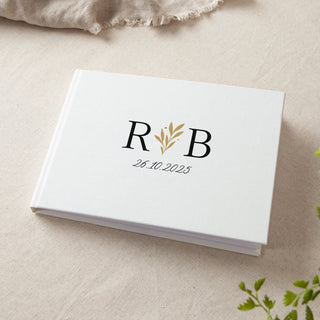 Printed Leaves Personalised Initials Wedding Guest Book