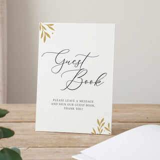 Printed Leaves Personalised Initials Wedding Guest Book