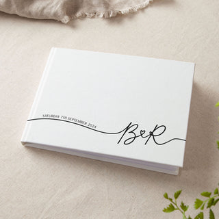 Minimal Script Personalised Initials Wedding Guest Book