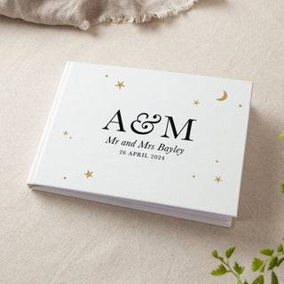 Moon & Stars Personalised Initials Wedding Guest Book