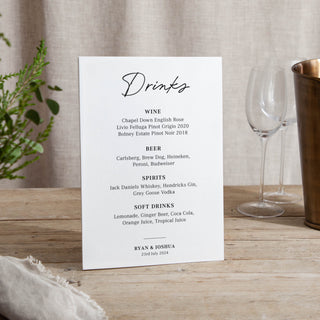 Autograph - Small Wedding Signs - Menus - Printed