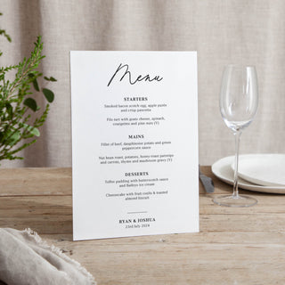 Autograph - Small Wedding Signs - Menus - Printed