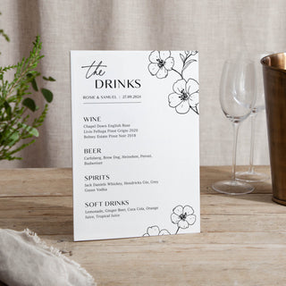 Blossom - Small Wedding Signs - Menus - Printed