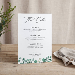 Blue Eucalyptus - Small Wedding Signs - Menus - Printed