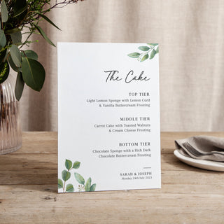 Green Eucalyptus - Small Wedding Signs - Menus - Printed