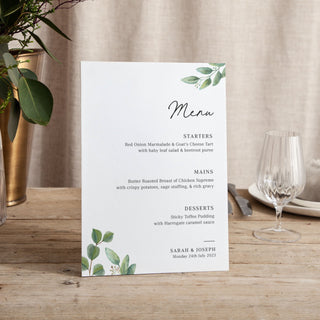 Green Eucalyptus - Small Wedding Signs - Menus - Printed