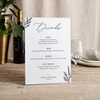 Meadow - Small Wedding Signs - Menus - Printed