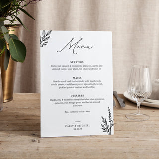 Meadow - Small Wedding Signs - Menus - Printed