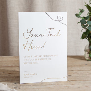 Minimal Script - Small Wedding Signs - Custom - Foiled