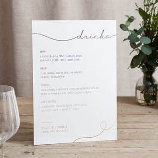 Minimal Script - Small Wedding Signs - Menus - Foiled