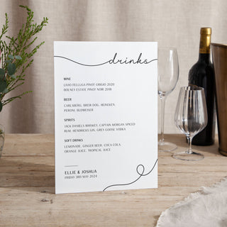 Minimal Script - Small Wedding Signs - Menus - Printed