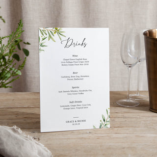 Olive - Small Wedding Signs - Menus - Printed