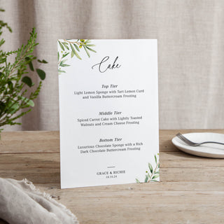 Olive - Small Wedding Signs - Menus - Printed