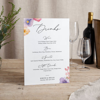 Pressed Floral - Small Wedding Signs - Menus - Printed