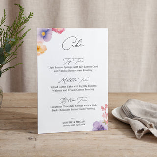 Pressed Floral - Small Wedding Signs - Menus - Printed