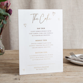 Scattered Hearts - Small Wedding Signs - Menus - Foiled