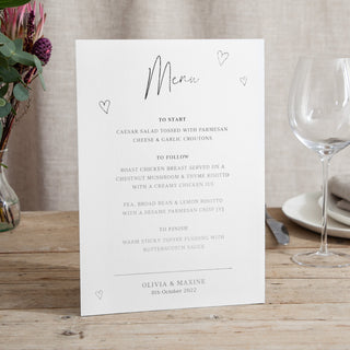 Scattered Hearts - Small Wedding Signs - Menus - Foiled