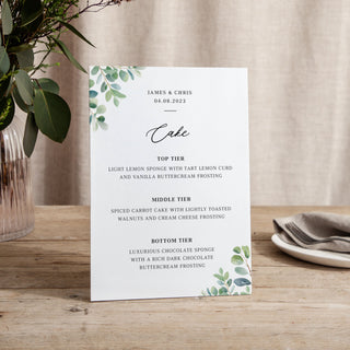 Watercolour Eucalyptus - Small Wedding Signs - Menus - Printed