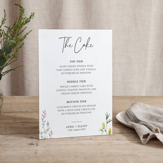 Wildflowers - Small Wedding Signs - Menus - Printed