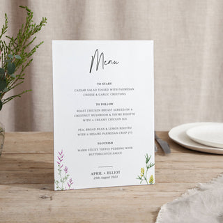 Wildflowers - Small Wedding Signs - Menus - Printed